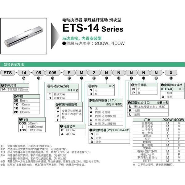 CKD喜開(kāi)理電動(dòng)執(zhí)行器（無(wú)馬達(dá)型）滑塊型ETS-14-16005-EM2NNNNN