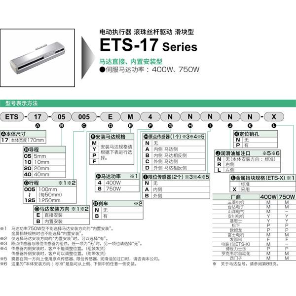 CKD喜開理電動(dòng)執(zhí)行器（無馬達(dá)型）滑塊型ETS-17-05005-EM4NNNNN