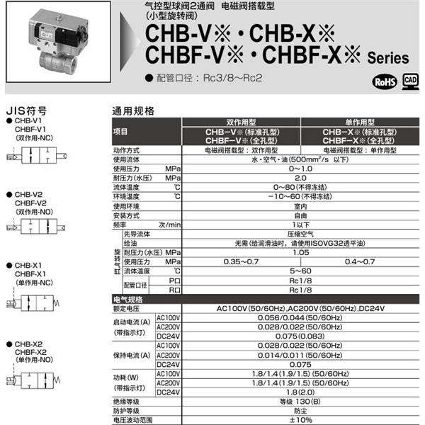 CKD喜開(kāi)理氣控式球閥2?3通CHBF-X2-40-ND2-WS-AC100V
