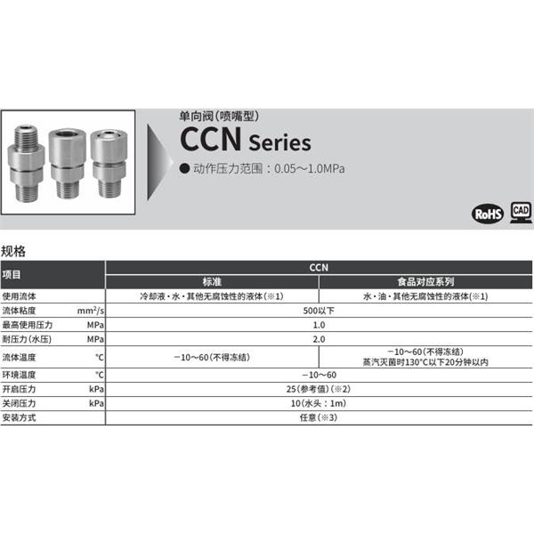 CKD喜開理單向閥（噴嘴型）CCN-08H-5-FP2
